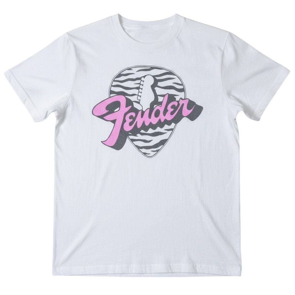 Fender Zebra Guitar Pick Retro Rock & Roll Women's Small T-Shirt Casual Music